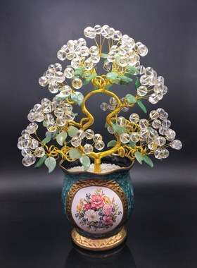 金枝玉叶摇钱树         精选大颗粒天然白水晶手工艺品 摆件！