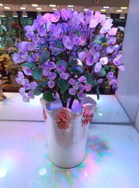 新做一批天然原矿紫晶花招财盆景摆件！紫气东来！花开富贵！