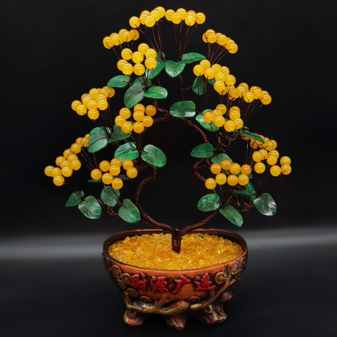 新做一批黄玉髓硕果累累摇钱树摆件！招财进宝！黄金满地