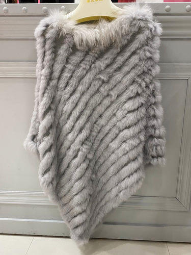 艾诺克春秋斜角女多色兔毛披肩