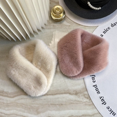 韩版 水貂围巾女秋冬保暖短脖套整皮吸扣毛领气质围脖真毛双面 新品