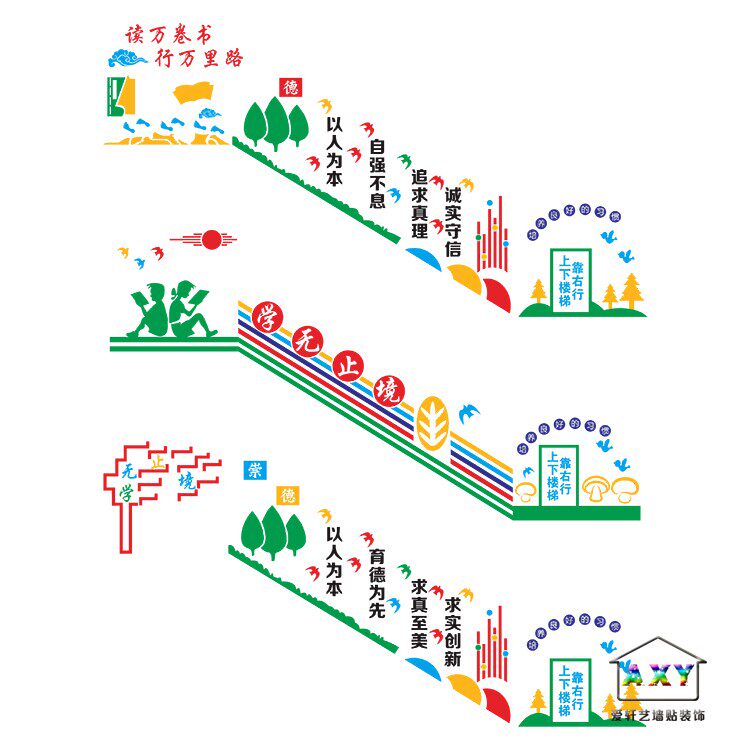 楼梯间校园奋斗励志标语布置装饰