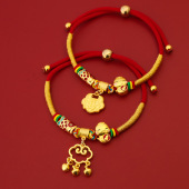 宠物新年编绳项圈蛇年春节猫咪狗金线项链红色锦鲤樱花装 饰品无声