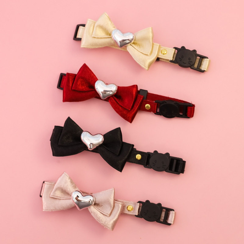 宠物领结项圈小猫咪狗狗铃铛安全扣可调节项链装饰品绅士婚礼爱心