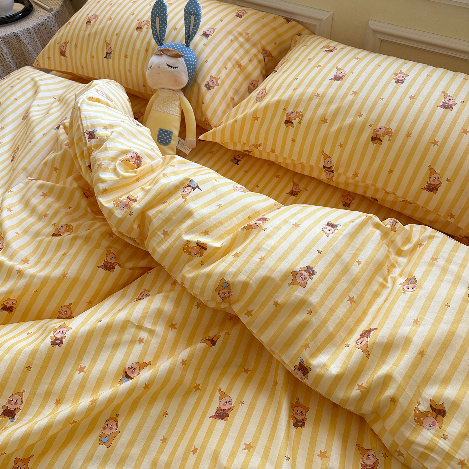 小星星条纹可爱全棉四件套纯棉床单被套加厚新款三件套学生宿舍床