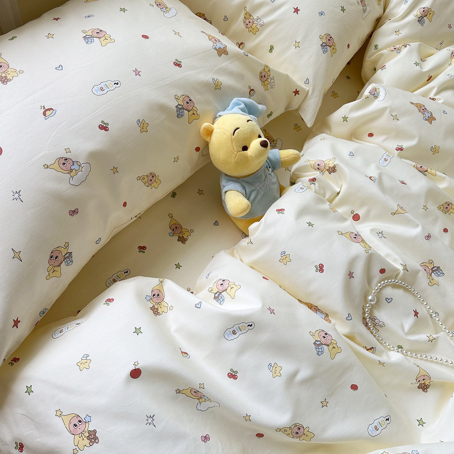 晚安星星全棉四件套纯棉棉卡通床单床笠被套学生宿舍三件套可定制