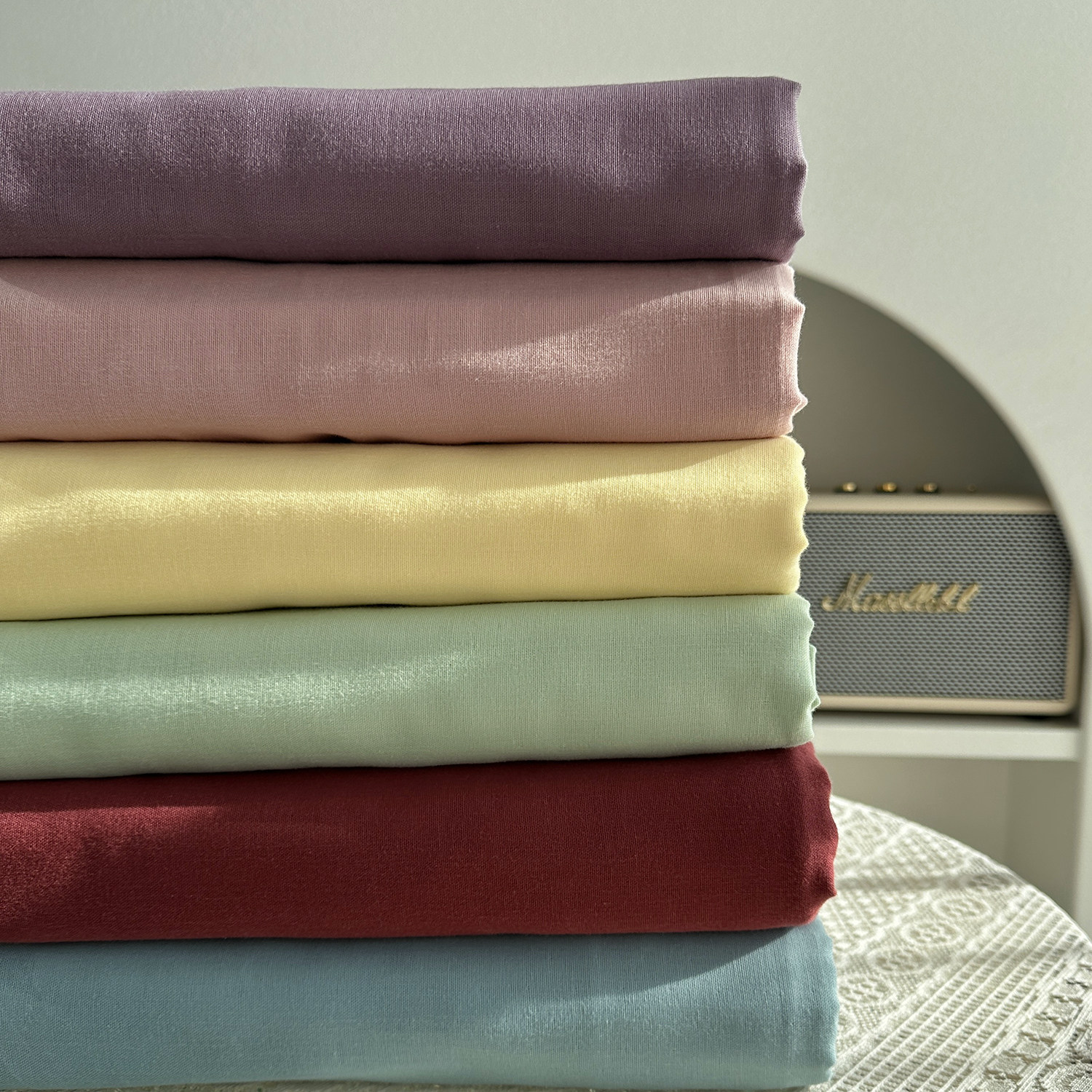 A类全棉有氧双层纱纯色床单床笠被套被单简约单双人配四件套定做