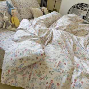 碎花小清新 1.8m全棉学生宿舍床单被套床笠枕套 纯棉单件床品集合