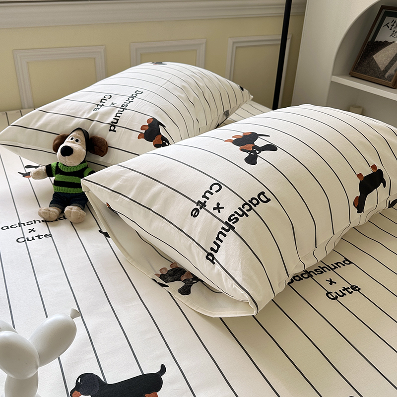 腊肠狗全棉枕套一对装单人纯棉枕头套单个48x74学生宿舍枕袋单只