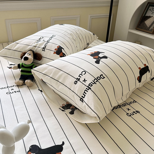 腊肠狗全棉枕套一对装单人纯棉枕头套单个48x74学生宿舍枕袋单只