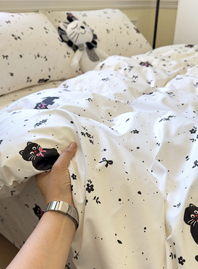 嗨皮猫新款卡通纯棉床单单件100全棉斜纹棉被单床笠可配三四件套
