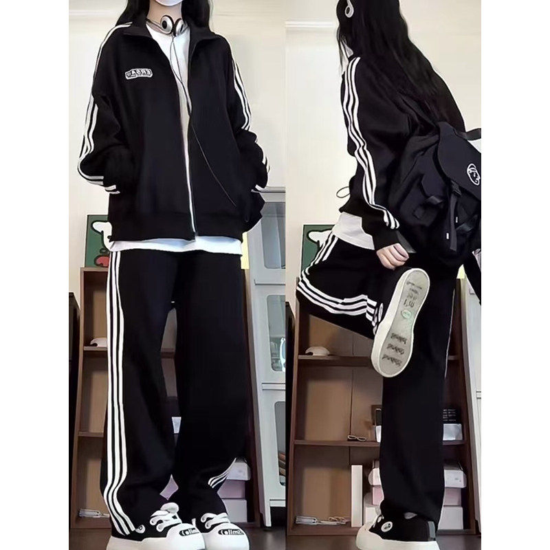 开衫卫衣运动套装女春秋炸街时尚韩版显瘦宽松学生休闲两件套跑步