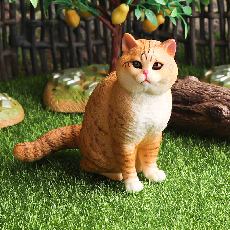 儿童仿真小猫动物模型玩具美国短毛猫实心家猫咪办公摆件女友礼物