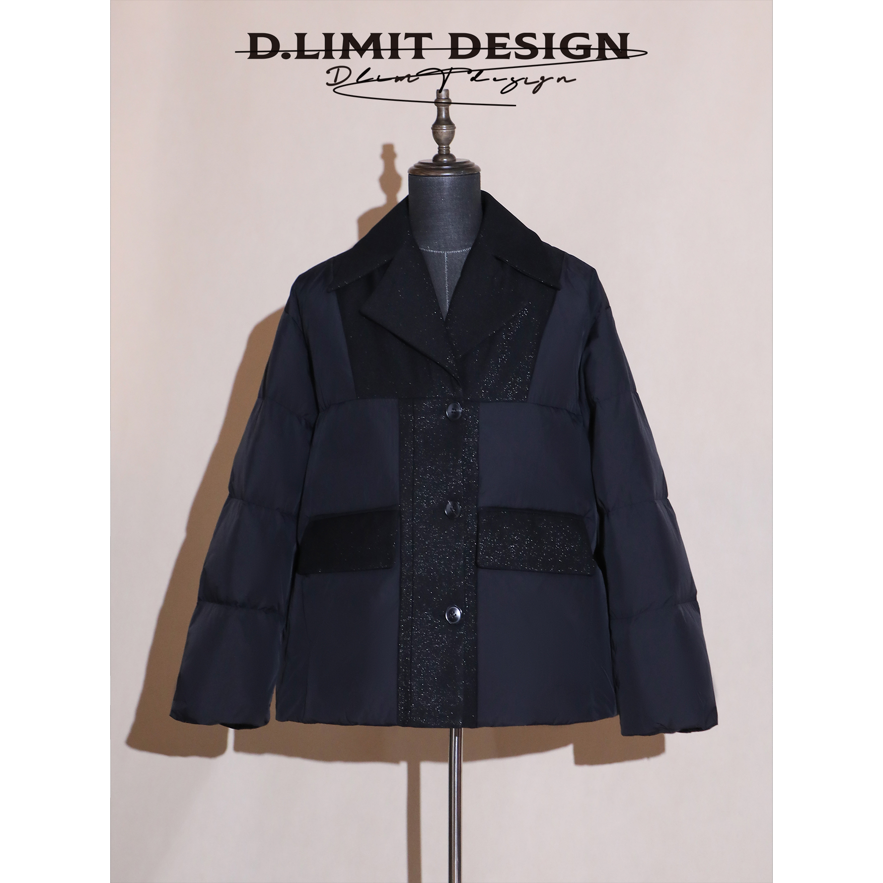 雅痞星芒细闪拼接西装领廓形鹅绒服DLKYW807