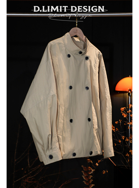 简约百搭立领双排扣短款风衣外套DLEY011