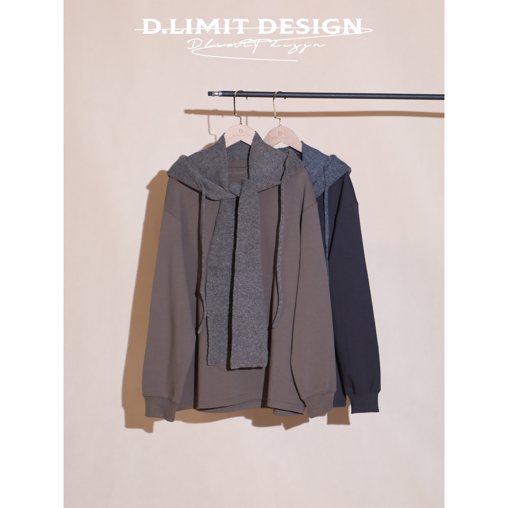 绵羊毛棉可拆卸针织连帽圆领卫衣两件套DLXZG247