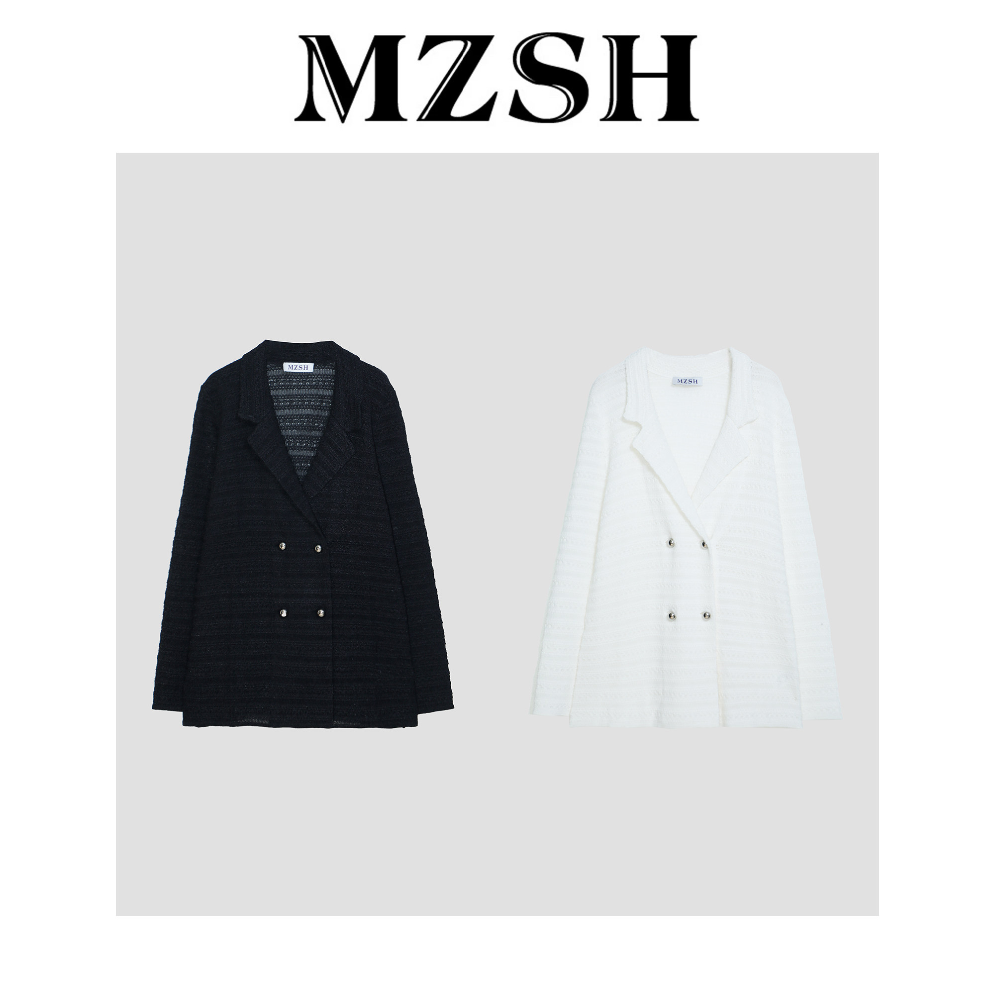 纤维素镂空钩花双排扣西装外套DLMZSH5030