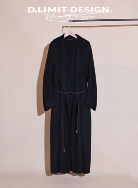 120支澳毛羊绒邃夜束澜绵羊皮腰带长大衣DLKS178