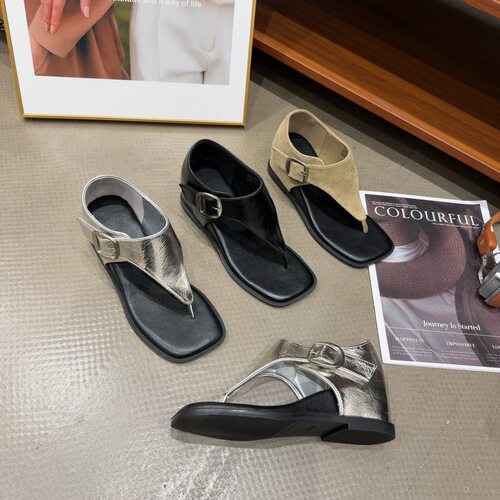 91-52夏季新品女夹趾内增高罗马凉鞋时尚韩版小众设计款百搭休闲