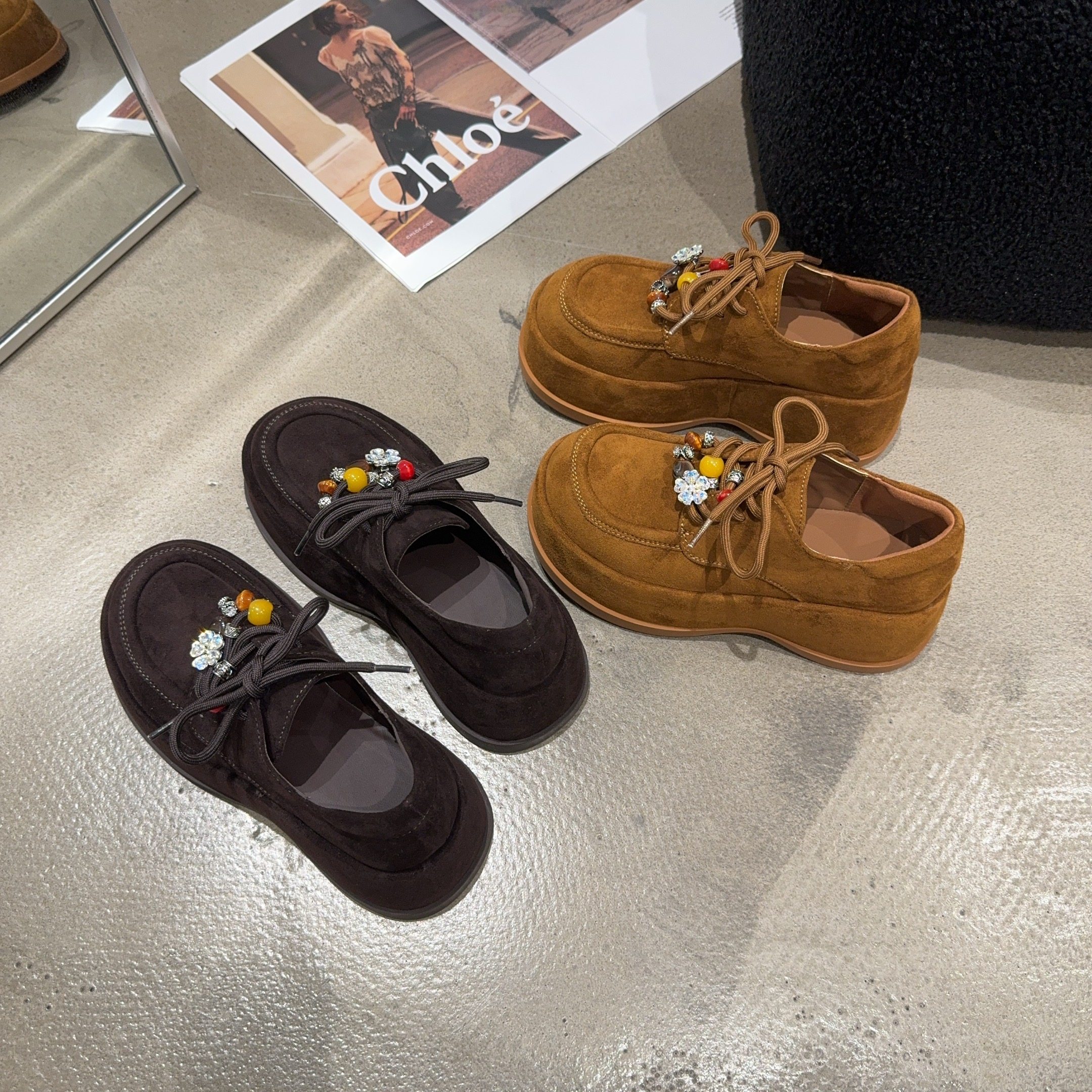 6-016乐乐家秋季新品女绒面厚底勃肯鞋系带增高韩版休闲鞋时尚潮,女鞋,勃肯鞋/软木鞋,淘宝优惠券,粉丝福利购,淘宝优惠卷