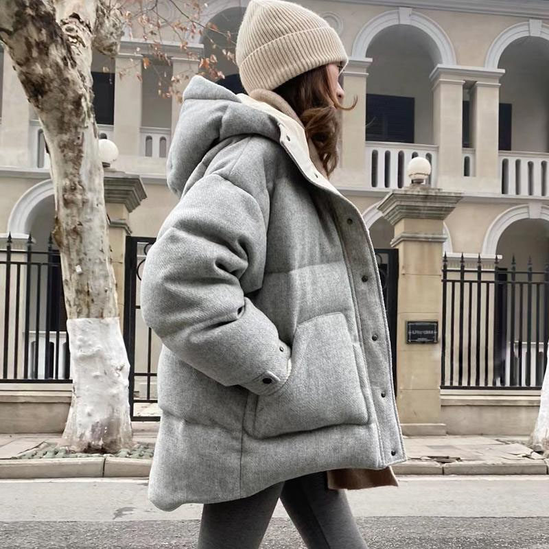 25新款秋冬软绒绒精纺全羊毛90白鹅绒加厚女外套廓形中长款羽绒服