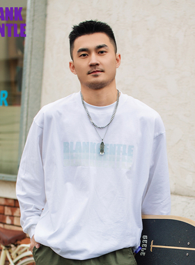BlankGentle270g重磅棉美式简约白色长袖T恤男士基本款圆领内搭