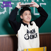 BlankGentle黑白撞色经典 男生休闲百搭宽松 卫衣大码 款 翻领插肩袖