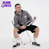 宽松潮流男帽衫 BlankGentle灰色小熊印花连帽卫衣美式 男大码 百搭