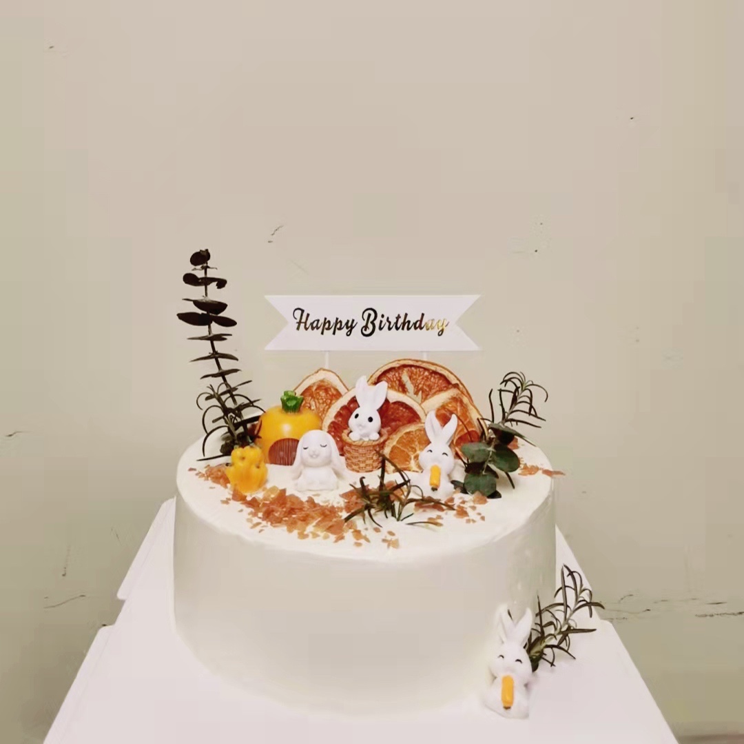 烘焙蛋糕装饰胡萝卜小兔子竹筐南瓜房子儿童生日摆件蘑菇棒棒糖