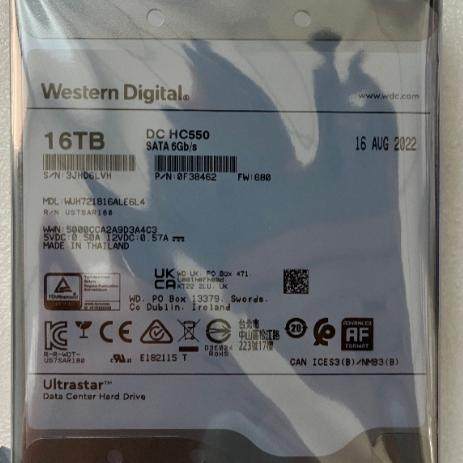 西数HC550氮气16T企业级硬盘NAS服务器硬盘