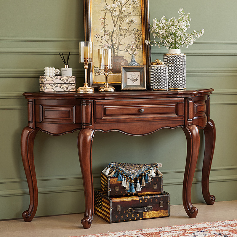 惠家名匠美式全实木玄关桌边柜