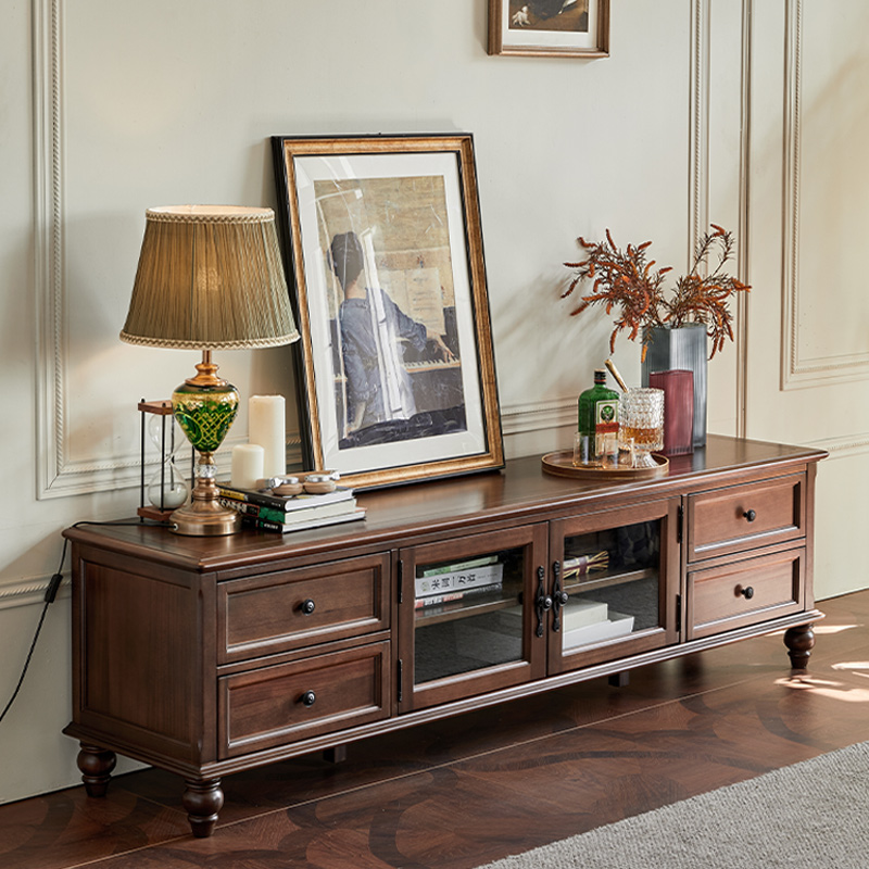 惠家名匠美式全实木核桃木电视柜
