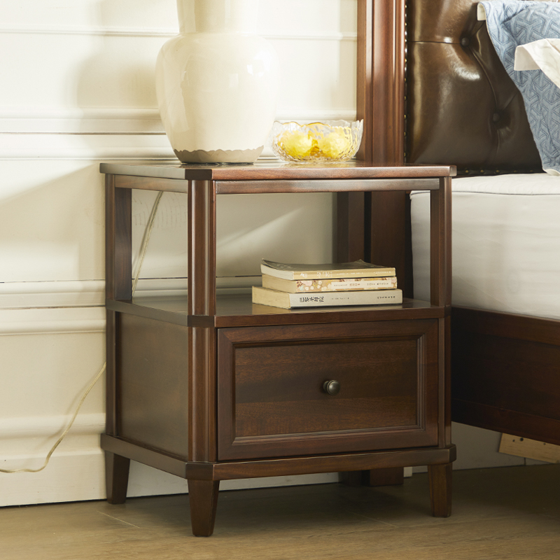 新品美式核桃木简约床头柜