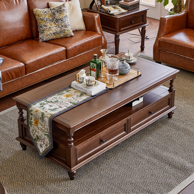 惠家名匠核桃木美式茶几