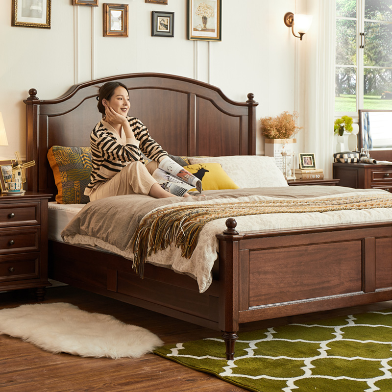 惠家名匠美式核桃木全实木床