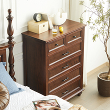 简约美式乡村核桃木全实木高斗柜卧室美式乡村六斗柜客厅储物柜