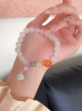 恋恋不舍~超仙甜美公主清新温柔白玛瑙莲蓬手串寺庙文创同款手链