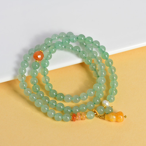 东陵玉小众设计天然多圈水晶手链夏季民族风葫芦吊坠多层手串