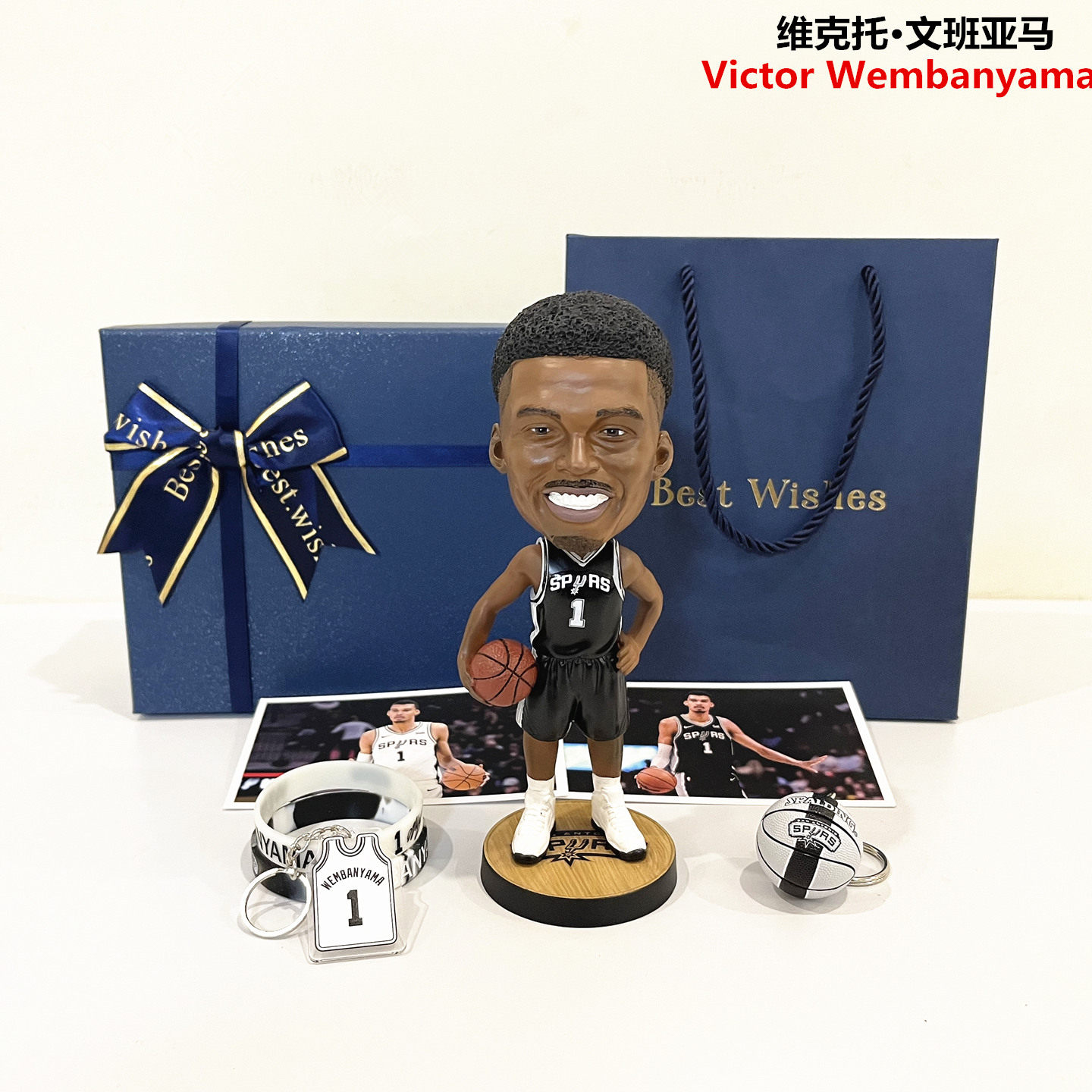 篮球球星摆件马刺队文班亚马手办周边球迷用品生日礼物盒送男孩子