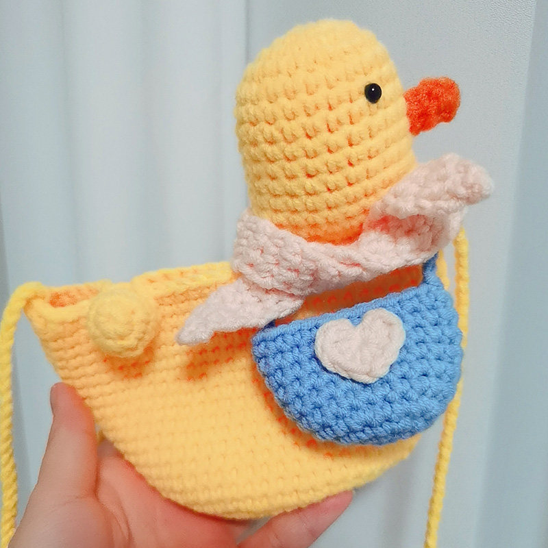 DIY手工编织小黄鸭子包包可爱卡通单肩斜跨包钩针儿童小包冲冲鸭,服饰配件/皮带/帽子/围巾,毛线,淘宝优惠券,粉丝福利购,淘宝优惠卷