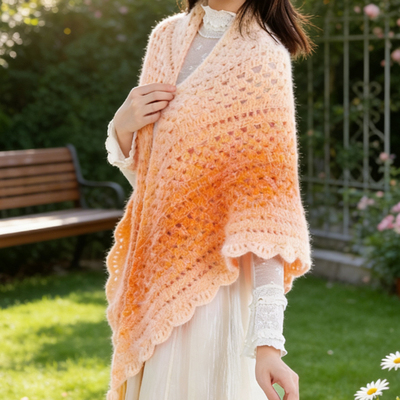 DIY手工编织披肩渐变毛线