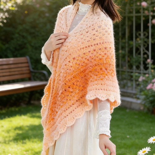 DIY手工编织披肩渐变毛线