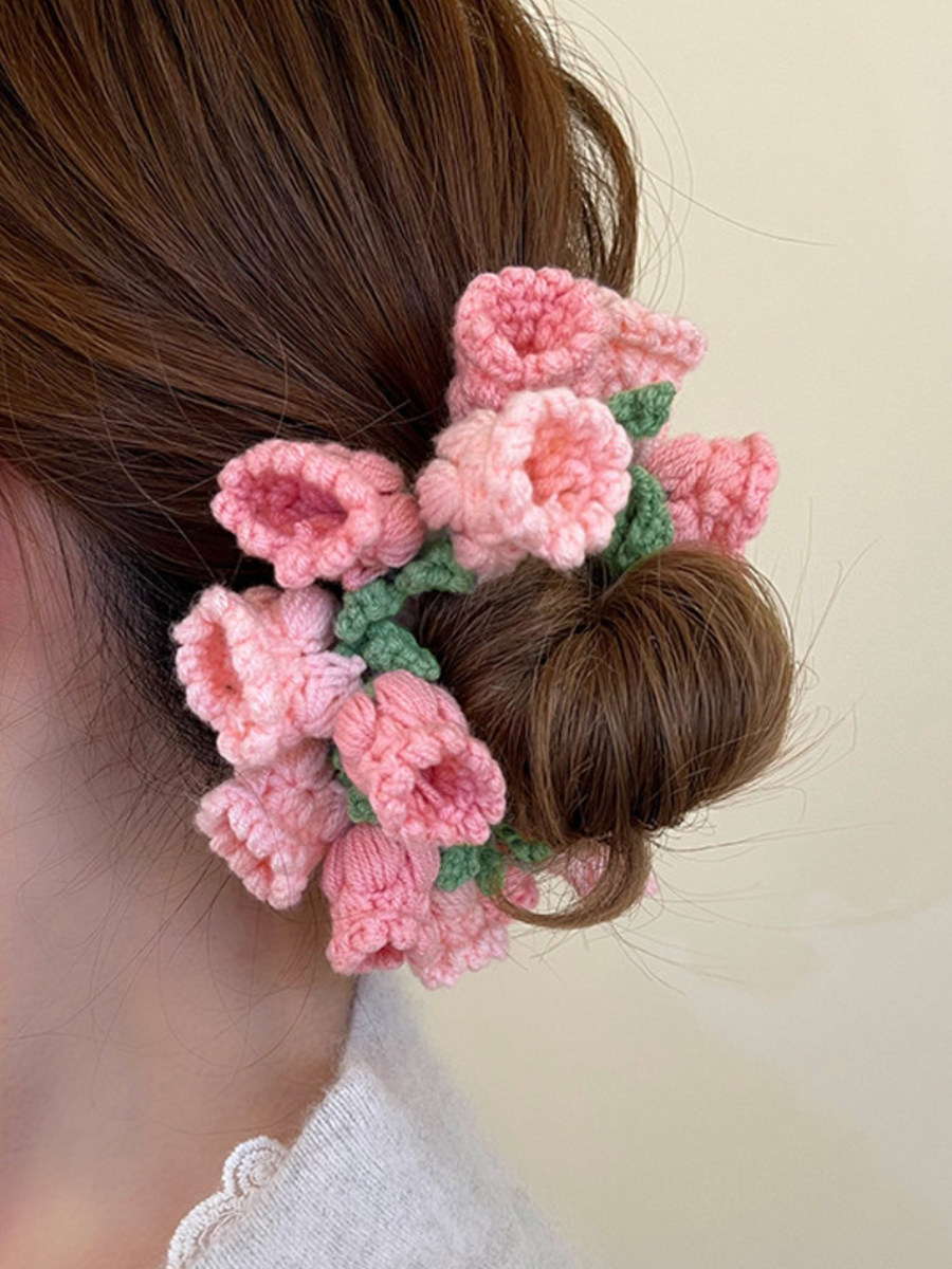DIY HAND-WOVEN LILY-OF-THE-VALLEY HAIR RING HEAD ROPE WOOL MATERIAL PACKAGE CROCHET HOMEMADE HAIR ACCESSORIES AS GIFTS FOR GIRLFRIENDS