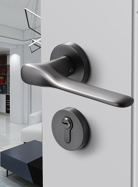 现代黑色卧室门锁室内门把手家用通用型静音房门锁磁吸分体木门锁