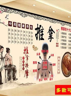 推拿按摩的好处健康养生海报中医挂画理疗宣传养生馆美容院墙贴画