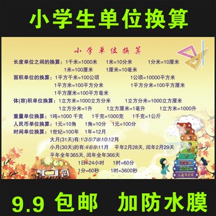 初高中小学数学公式大全小学单位换算乘法口诀表海报墙贴挂图包邮