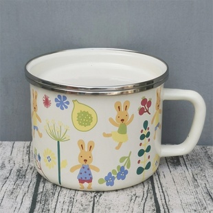 加厚平盖搪瓷快餐杯储油罐凉开水茶缸奶杯宿舍泡面杯盖碗热牛奶杯