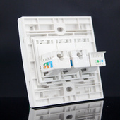 86型2个电脑1电话插座超五类网线语音信息面板网口墙壁插座面板