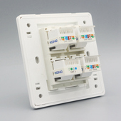 86型四口网络电话插座 4位3个免打cat6千兆六类电脑 电话信息面板