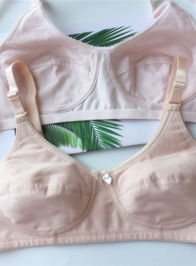 夏纯棉无钢圈无海绵全罩杯超薄款文胸罩全棉大码内衣100BC中老年